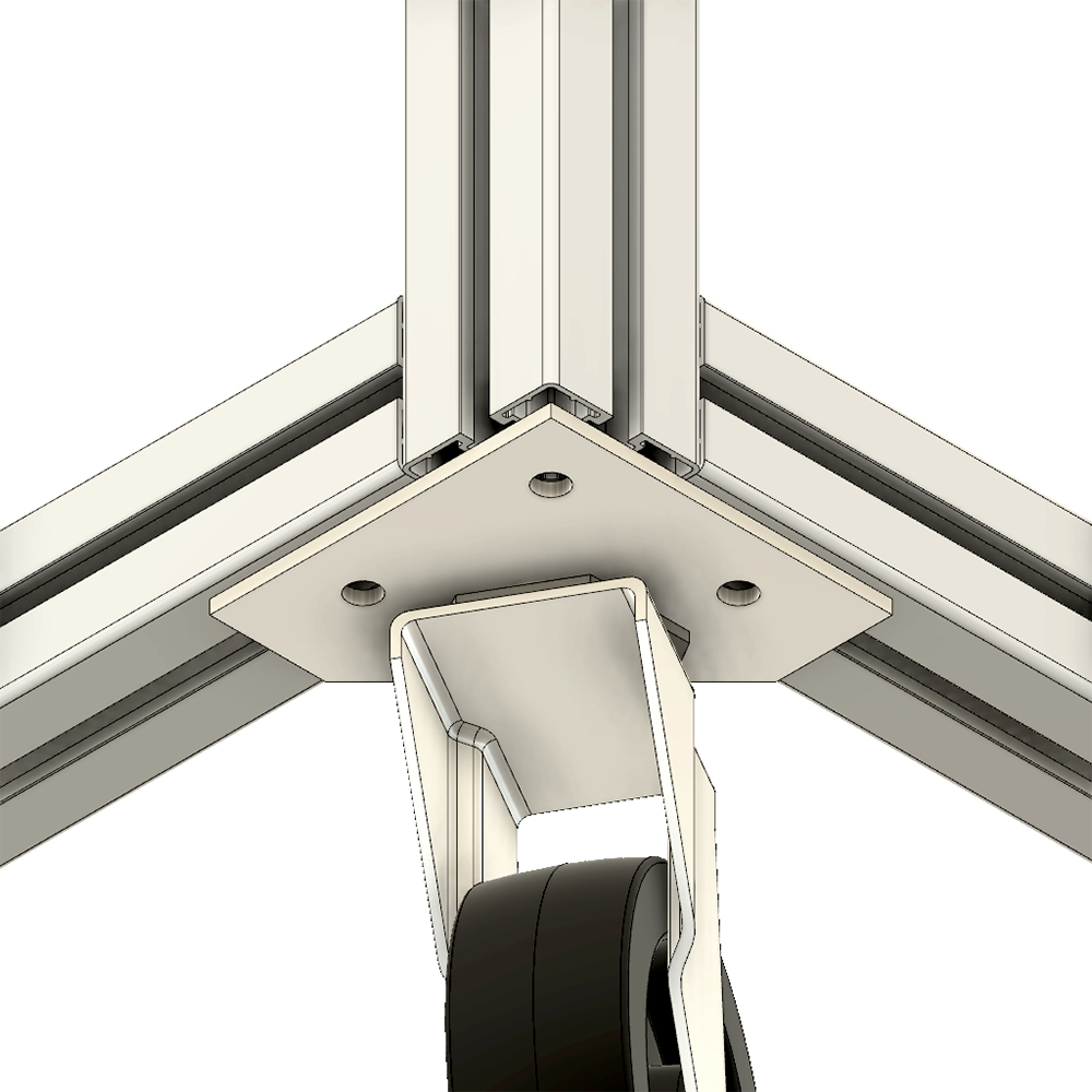 41-190-1 MODULAR SOLUTIONS ALUMINUM CONNECTING PLATE<br>90MM X 90MM CORNER CASTER W/HARDWARE